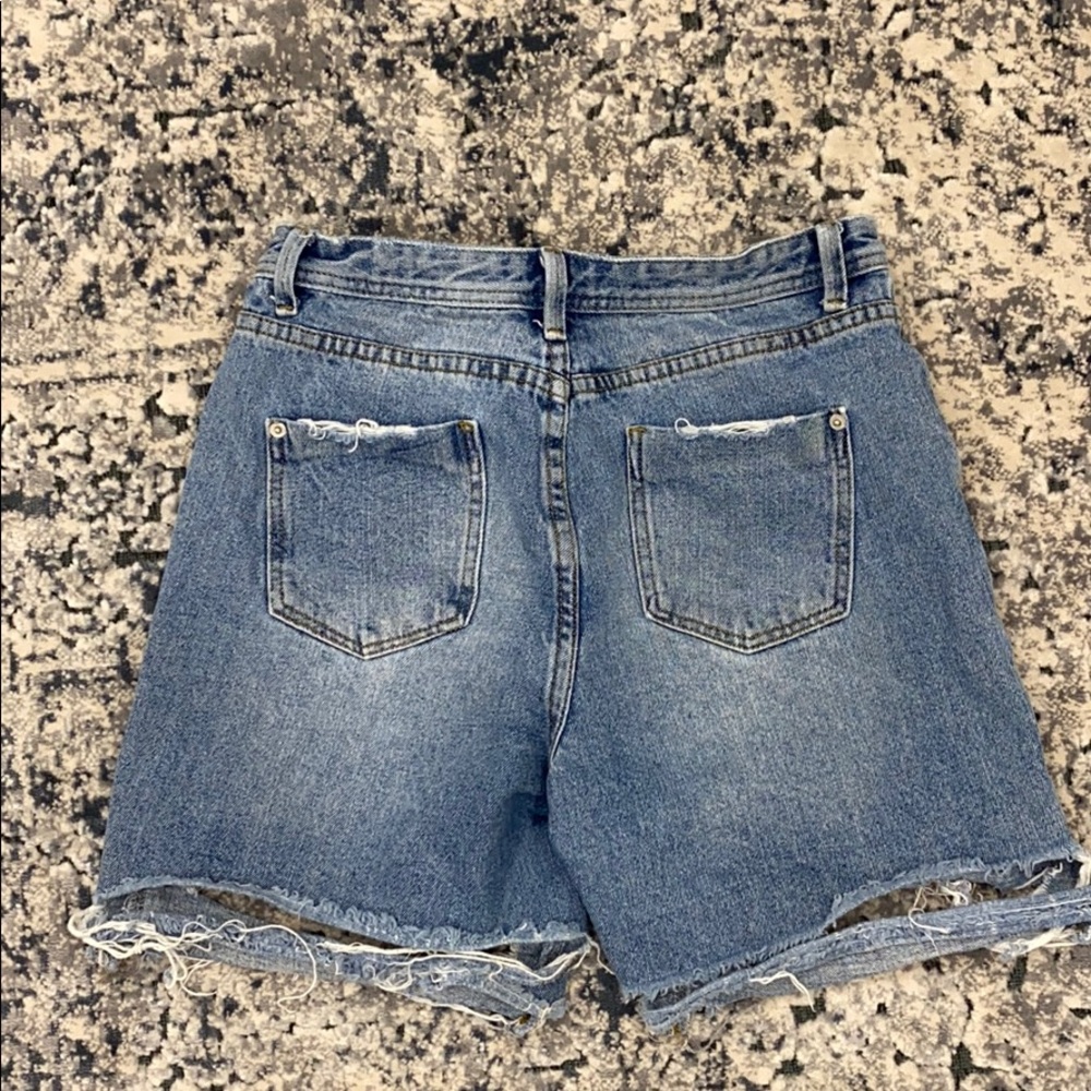 Distressed High Waisted Long Length Jeans Shorts - Picture 4 of 4